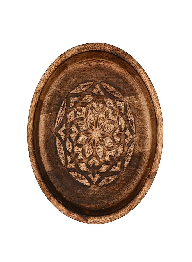 Kimona Decorative Bowl Mango Wood Home Decor Accessories for Coffee Table, Living Room Kitchen Décor (10" x 10" x 2.5") - Image 2